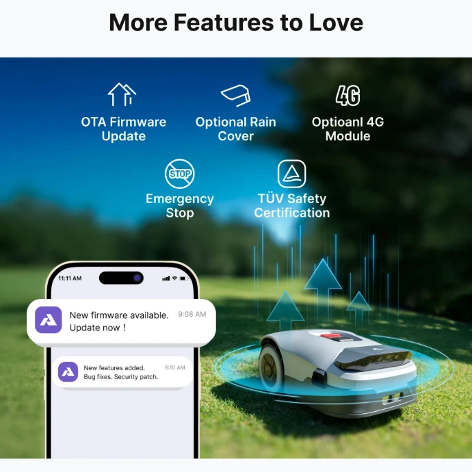 Smart robotgräsklippare Anthbot Genie 600 med OTA uppdateringar och säkerhetsfunktioner