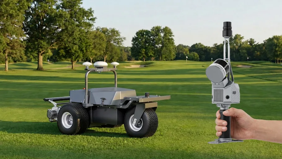 FJD RM21P robotgräsklippare och S2Max på golfbana