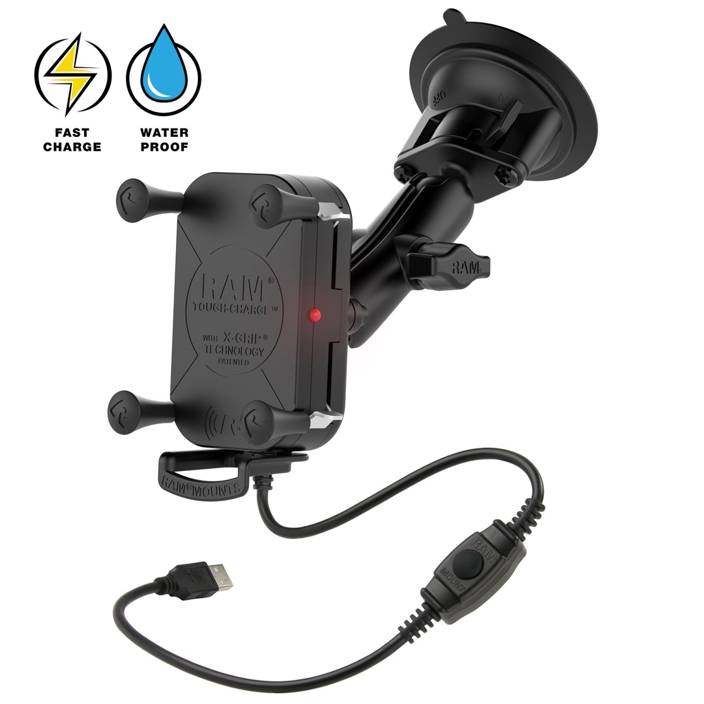 [RAM-B-166-UN12W] RAM Tough-Charge 15W trådlös laddningshållare med sugkoppsfäste